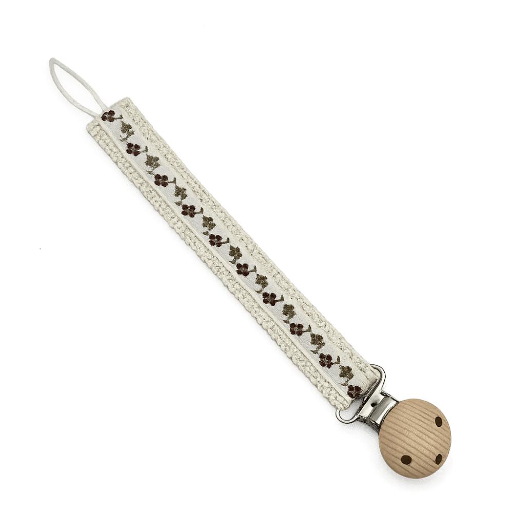 Spitze Blumenmuster Dummy-Brustwarzenhalter PP Stickerei Schnullerclips Mädchen