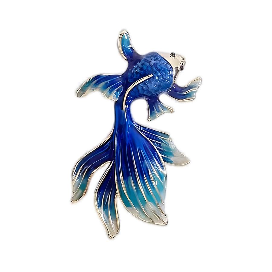 Elegant Enamel Koi Brooch - High-End Goldfish Pin for Women