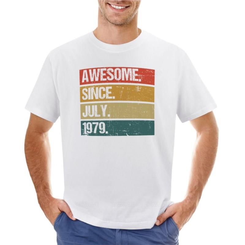 Awesome Since July 1979 | Made In 1979 | Vintage July 1979 T-Shirt Anime Men's T-shirts Man T-shirt Cotton Crew Neck Tshirt