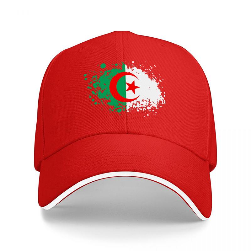 

Algeria Flag Design Baseball Cap Black Adjustable Hat with National Colors and Star Crescent Pattern for Unisex and Women Adjustable