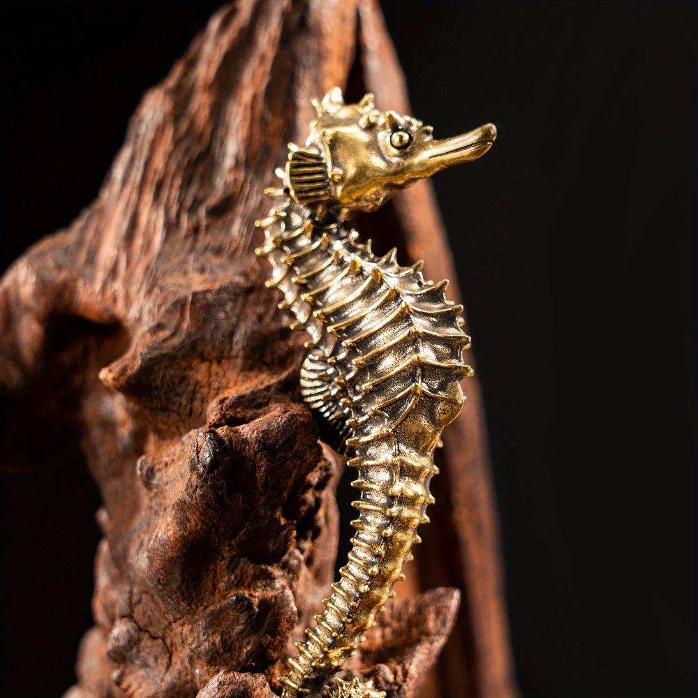 Brass Seahorse Sculpture Copper Seahorse Statue Mascot Exquisite Crafts Ornaments Office Decoration Business Gift