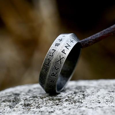 New Design Simple Odin Norse Viking Amulet Rune Ring For Men Women 316L Stainless Steel Fashion Words Retro Jewelry Wholesale
