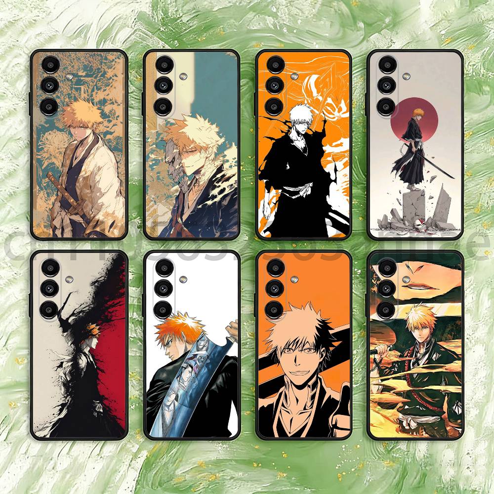 Kurosaki Ichigo B-Bleach Rukia Phone Case For Samsung S25,24,23,22,21,S20,Ultra,Plus,FE Black Soft Cover
