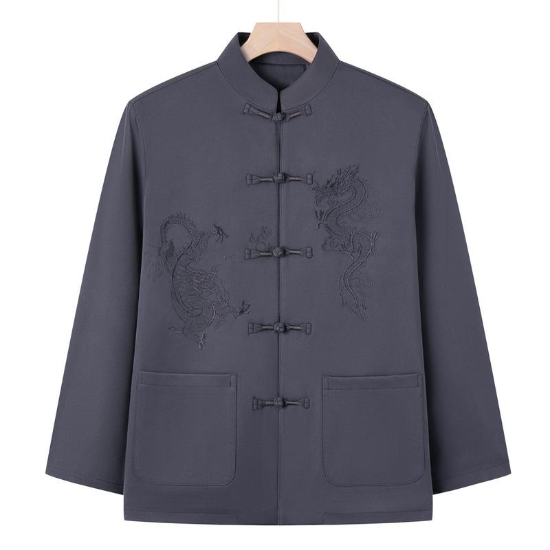 

Grandpa Tang Suit Middle-aged and Elderly Winter Coat Men s Large Size Zhongshan Suit 100th Birthday Wedding Banquet Autumn and Winter 4XL серый