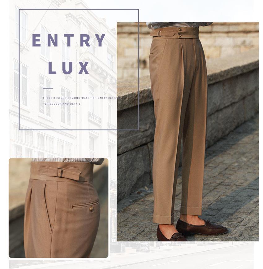 2023 Italian Slim-Fit Men's Business Casual High-Waisted Dress Pants for Autumn and Spring