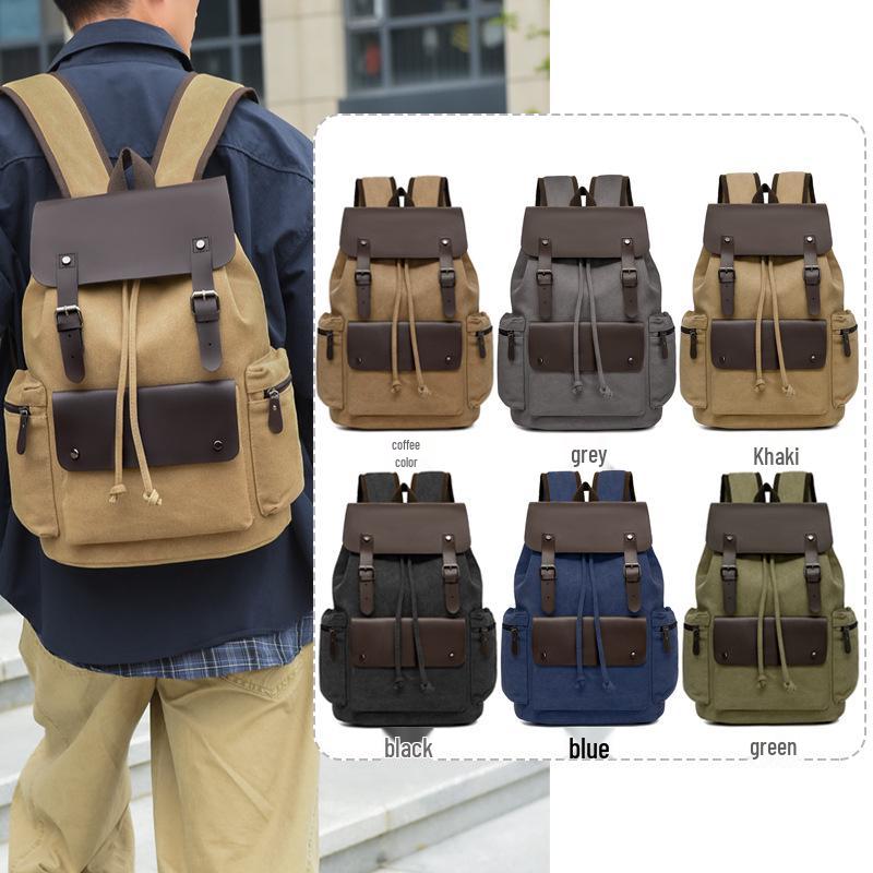 Retro Canvas Drawstring Backpack for Men & Women – Large Capacity, Versatile Travel & Laptop Bag