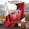 Flannel Blanket Athletic Bilbao FC Print Custom Name Text Soft Throw for Sofa Bed