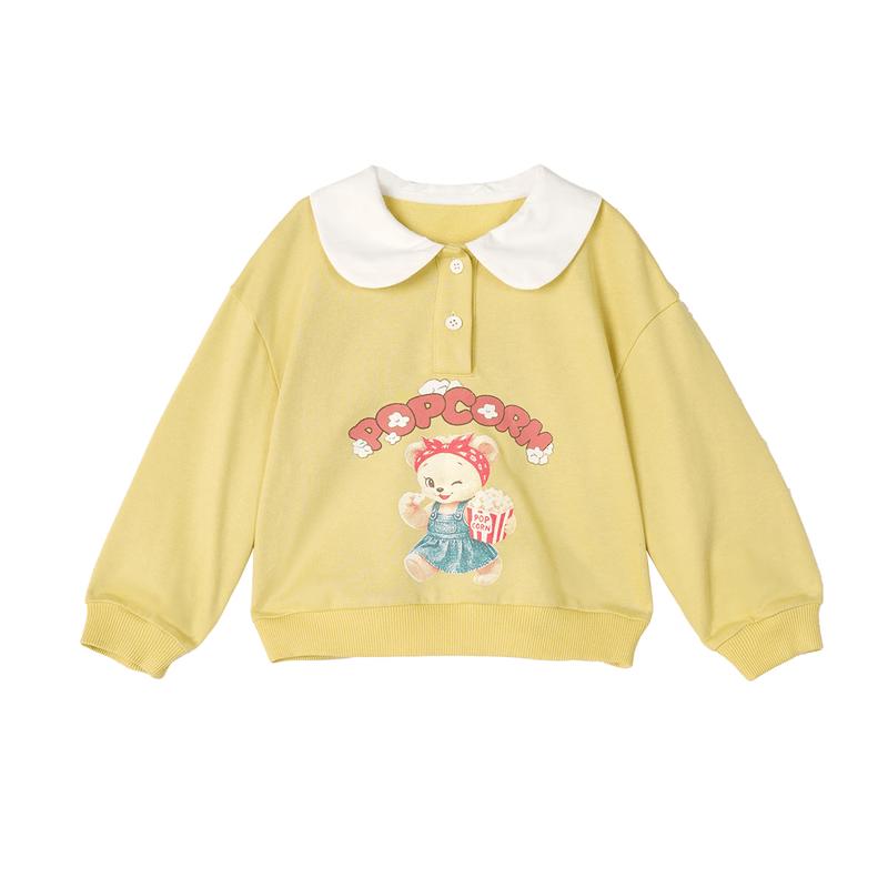 LUSON Girls' Cartoon Lapel Sweatshirt