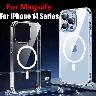 For Magsafe Magnetic Wireless Charging Case For Iphone 14 13 12 11 Pro Max Fundas Iphone11 Transparent Shockproof Soft Tpu Cover