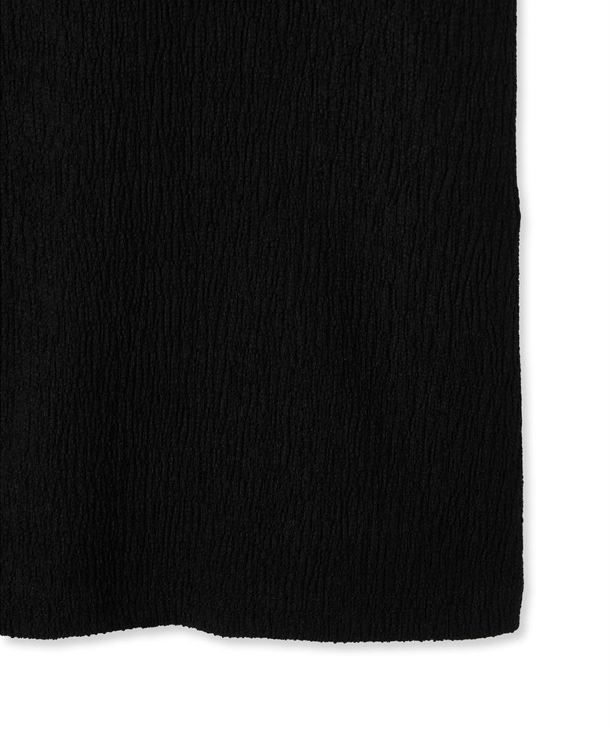 NOIRER Pleated Semi-Overfit Half T-Shirt (Black)