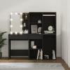 VidaXL Coiffeuse à LED avec armoires noir bois d'ingénierie, coiffeuse avec miroir, coiffeuse avec lumières, coiffeuse avec 3082027