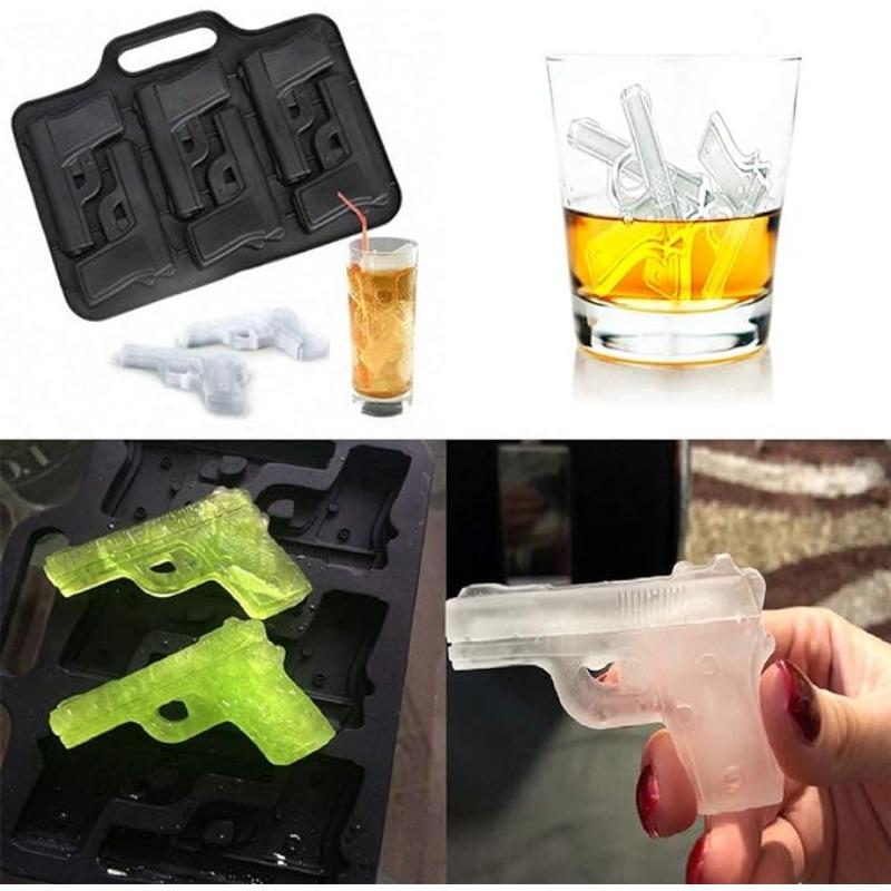 Creative Bullet Ice Grid Ice Mold Handgun and Bullet Ice Cube Trays Ice Molds for Whiskey Cocktails Ice Cubes Chocolates
