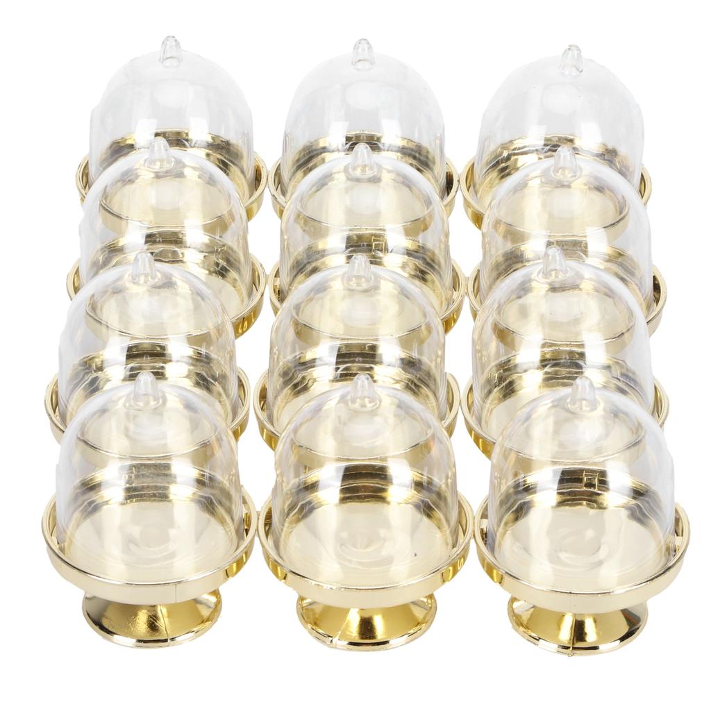 12er Set Mini Süßigkeitenbox Kuchenständer Cupcake Süßigkeiten Präsentationsplatte mit Deckel PartyzubehörBoden Gold