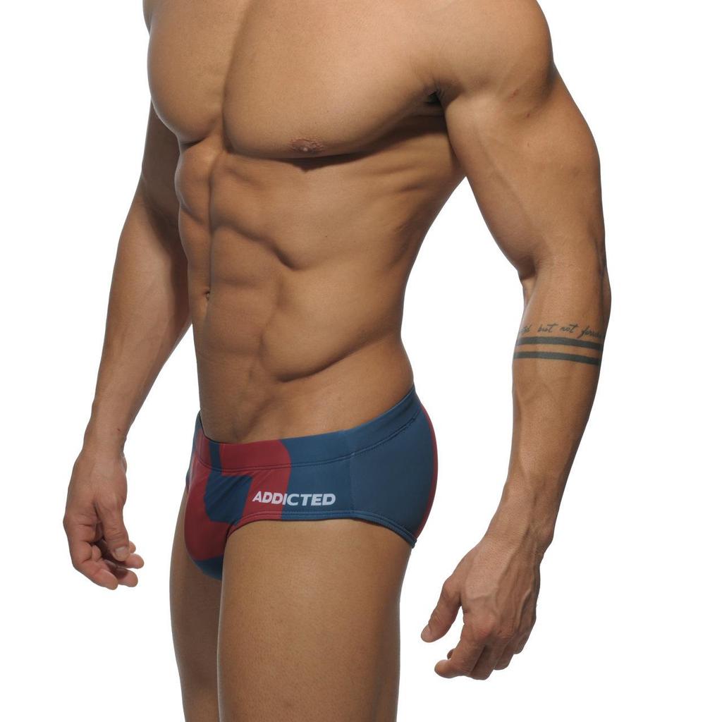 Stylish Men's Nylon Swim Briefs with Sexy Lace-up Print Design