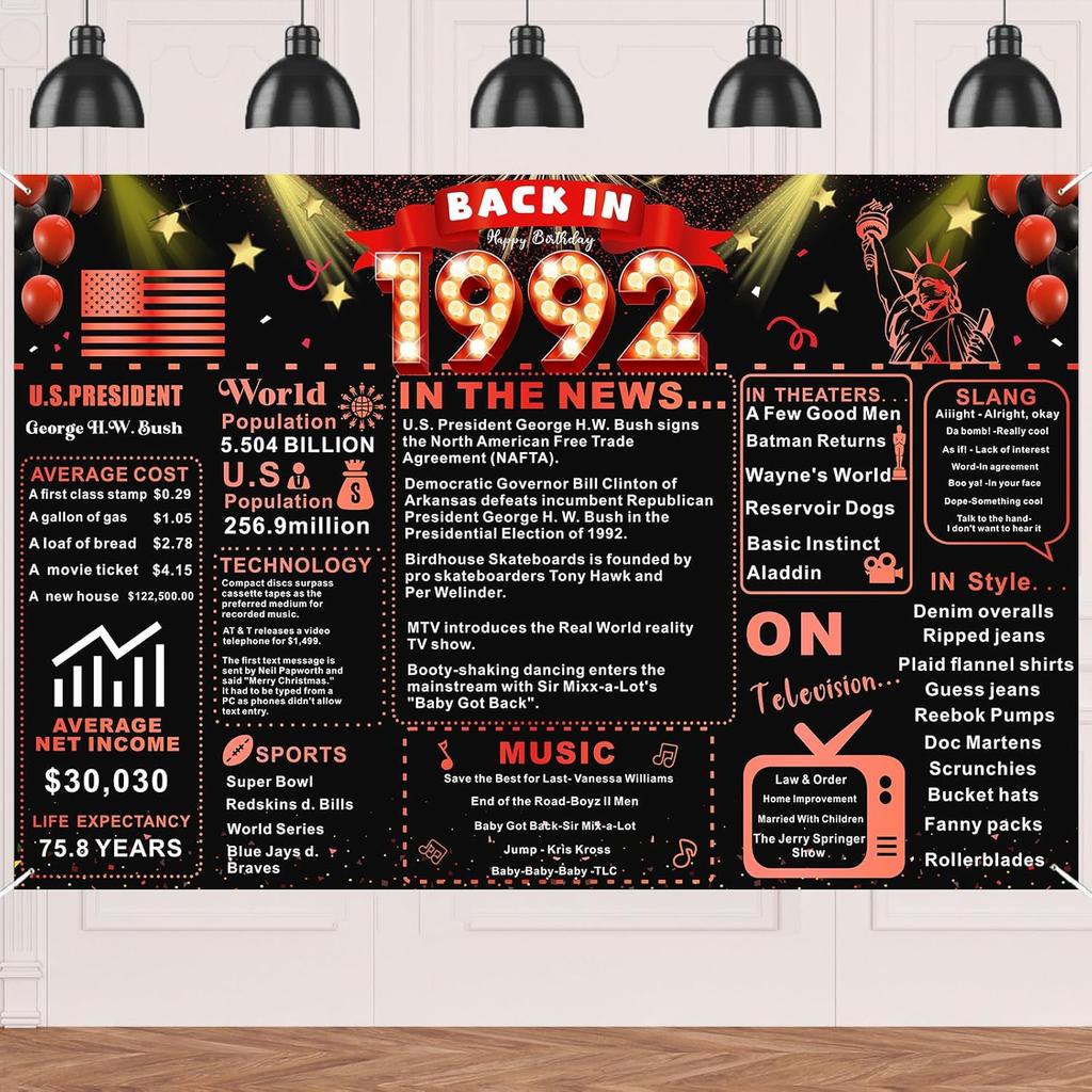 Back In 1976 Red and Black 50th Birthday Decorations Happy 50th Birthday Banner Vintage Birthday 50 Years Ago Backdrop Theme Decor 50th Gifts for Man