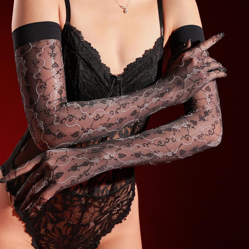 Jacquard Silk Stockings, Five-Finger Gloves, Silky, High-Elasticity, Shiny And Smooth,Grade , Thin
