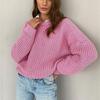 Solid Color, Round Neck, Thick Sweater, Women's, Autumn and Winter New Products, Loose Fitting, Long Sleeved, Pullover Knitted Sweater