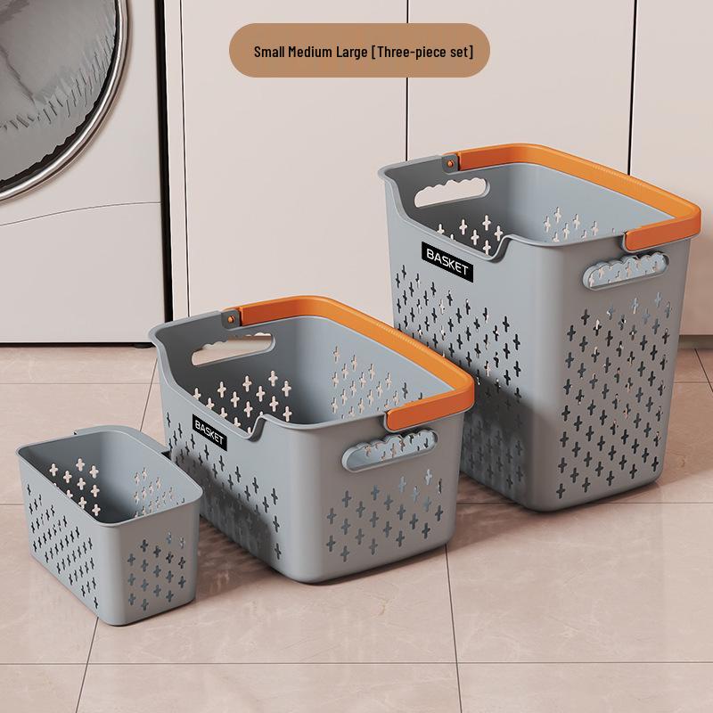 Large Capacity Plastic Laundry Basket - Handheld Dirty Clothes Hamper for Bathroom and Household Storage