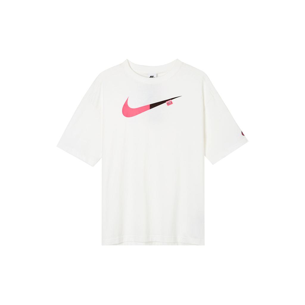 Nike Sportswear Straight Cut Logo Print Casual Loose Short Sleeve Drop Shoulder T-Shirt Women Tops White DX6291-100