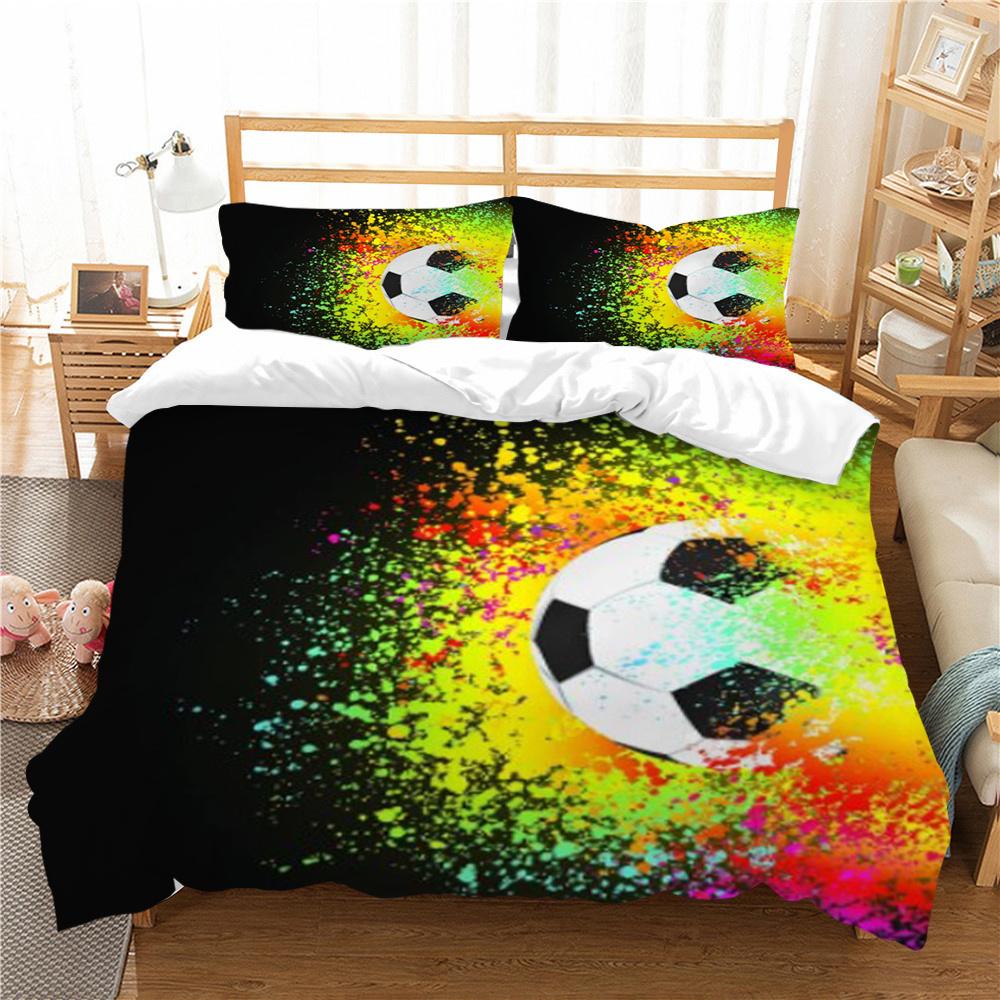 Heißer Verkauf Bettwäsche-Sets Fußball Heimtextilien Bett Bettdeckenbezug Bettwäsche-Set 3D Bettbezug Bequeme Bettwäsche Mikrofaser Bettdeckenbezug