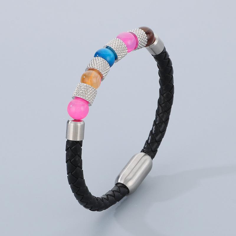 

Мужской магнитный браслет из нержавеющей стали Hao Yi с кварцевым камнем. 19 cm