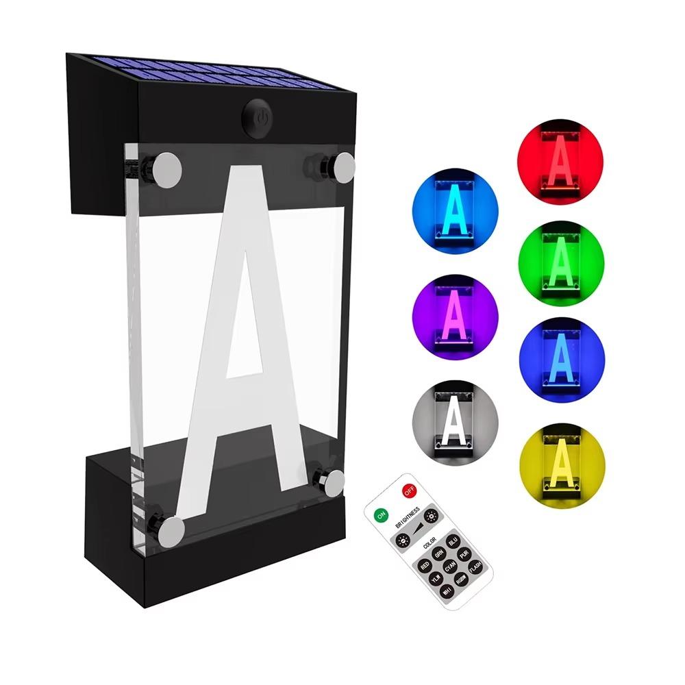 3D Acrylic Solar Powered House Number Sign Outdoor Address Plaque Lamp Home Driveway