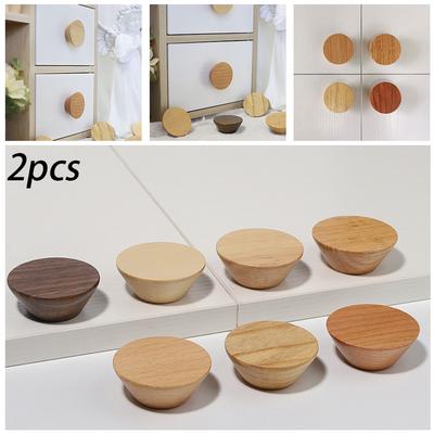 Durable and Practical Round Wood Pull for Drawers and Cabinets 2PCS