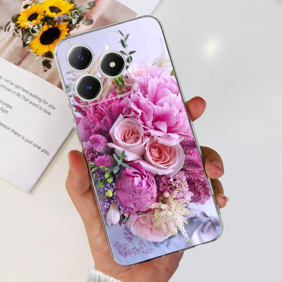Voor Realme C63 C61 Narzo N61 N63 Hoesje Bloemen Vlinder Dames Mode Achterkant Transparant Zacht Slank Siliconen Bumper Shell