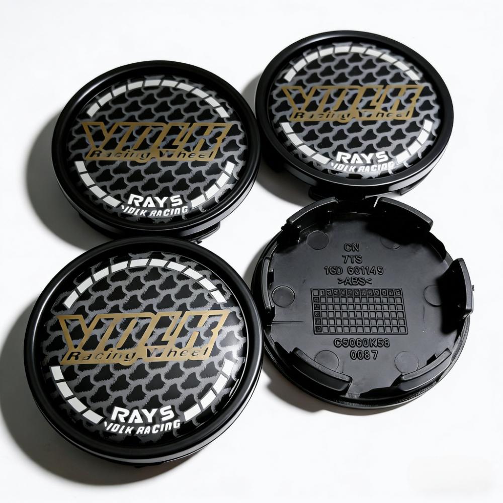 4pcs 58mm 53mm Volk Rays Logo Emblem Car Wheel Center Caps Wheel Hubcap Rim Center Dust Cover Carbon Fibre Badge Hub Accessories
