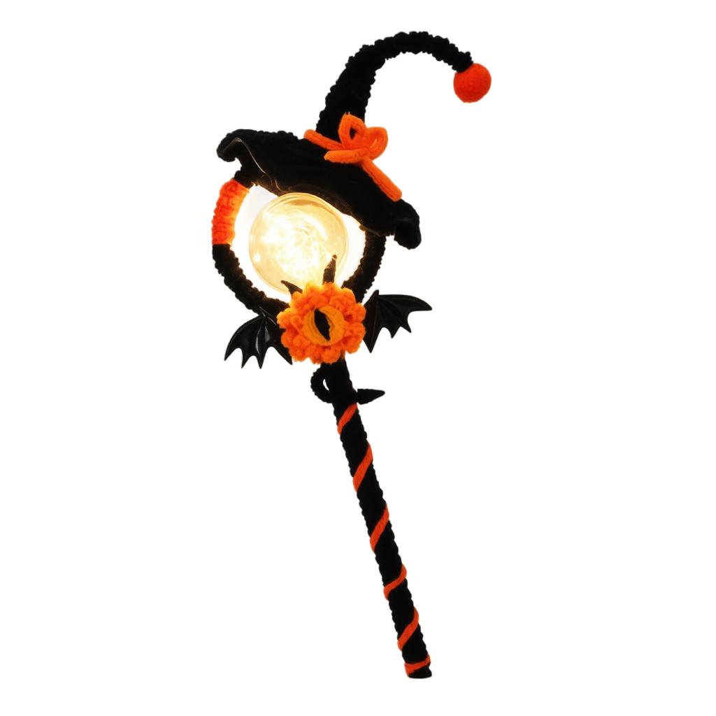 Halloween Light Up Magic Wand DIY Craft Kit Witch Hat Bat Decoration Handmade Party Prop Material Pack for Kids and Adults