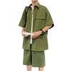 Men's Quick-Dry Outdoor Two-Piece Set: Lapel Short Sleeve Shirt & Loose Shorts