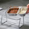 Stainless Steel Elevated Pet Bowl Non-Slip Dog Food Water Bowl with Removable Bracket 15-Degree Tilt Pet Dish