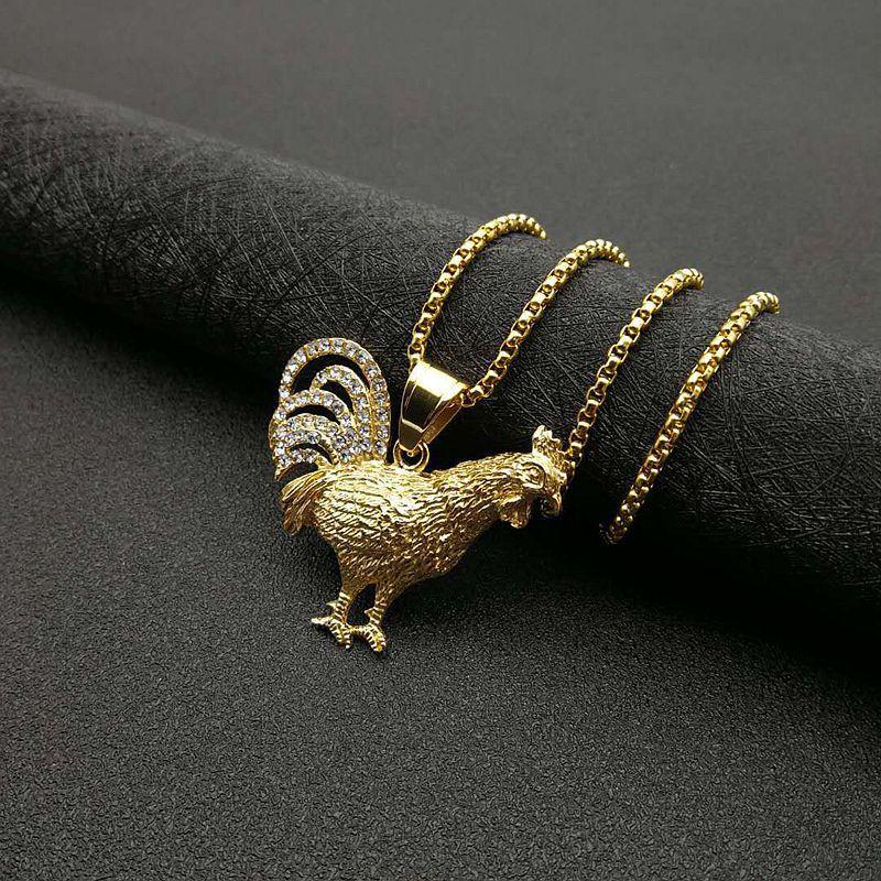 European and American Popular Hip Hop Accessories Environmentally Friendly Diamond Studded Animal Zodiac Pendant Necklace