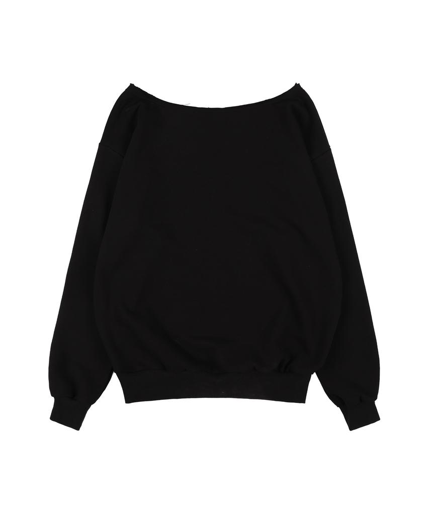 FANCY CLUB Necklace One-Shoulder Sweatshirt (Black) F25Zb037