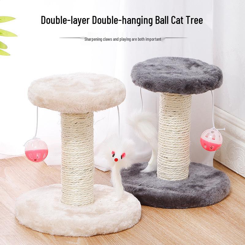 

Double Layer Cat Tree with Sisal Scratching Post and Nail Grinder 20x20x13 cm темно-серого