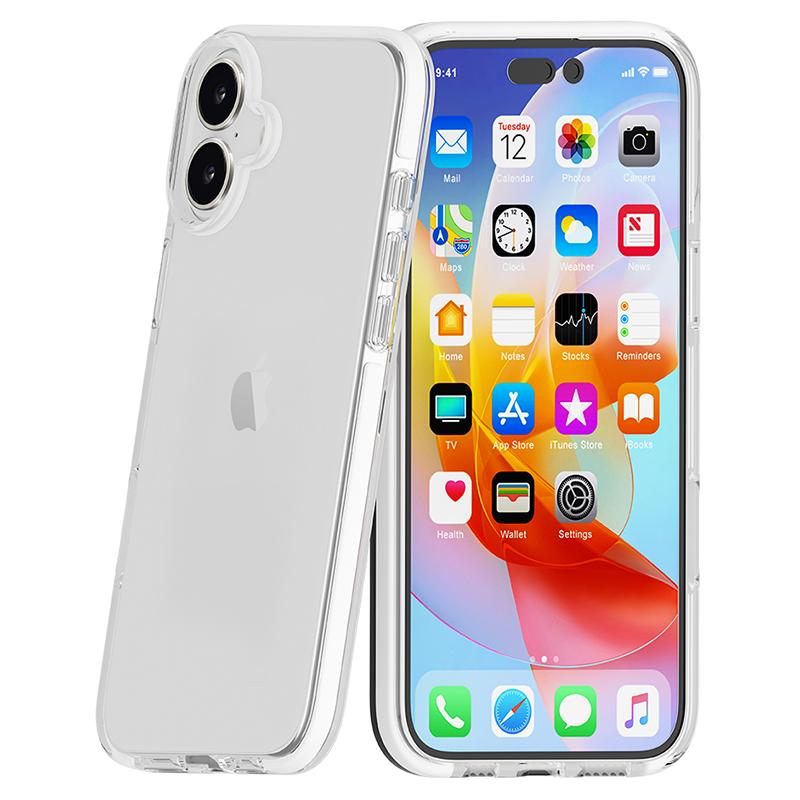 Pro iPhone 16 Pouzdro Nárazuvzdorné TPU+TPE Průhledný Zadní Kryt na Telefon