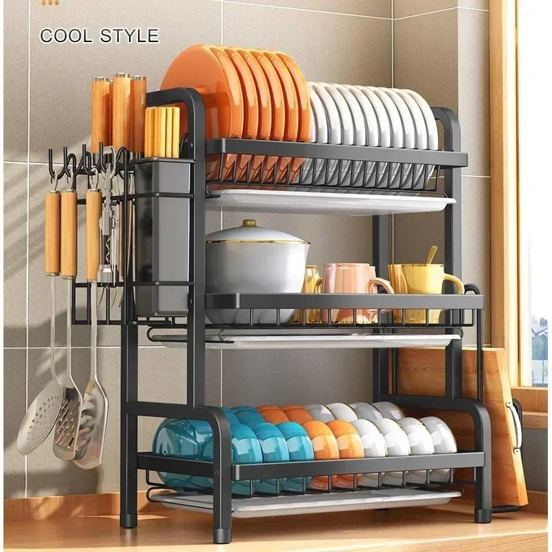 Large-capacity Kitchen Spice Rack Multi-functional Dish Drying Rack Bold And Thick Dish Rack Load-bearing Tough Stand