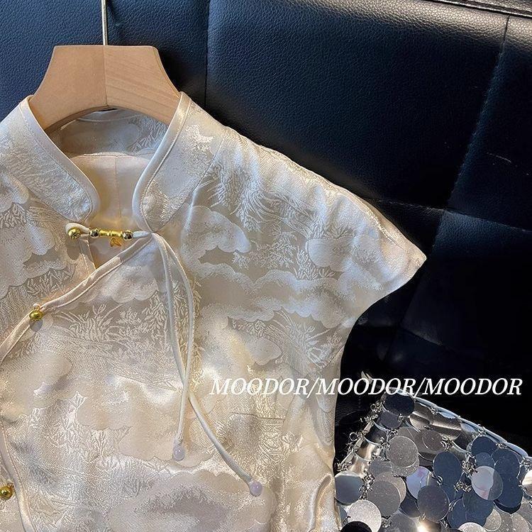 Versatile outerwear Feifei sleeve shirt women's 2025 summer and summer slim-fitting chic top
