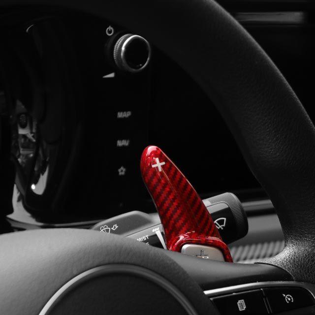 For Hyundai Tucson NX4   2024 Real Carbon Fiber Black Red Steering Wheel Shift Paddle Shifter Extension Accessories
