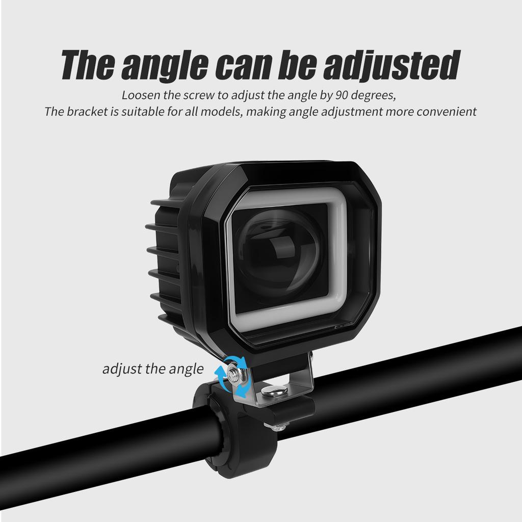 Motorcycle LED Spotlight 12-24V Adjustable Headlight 3570 Chip Lens Yellow Aperture Hi/Lo Beam Light Dual Color White Yellow