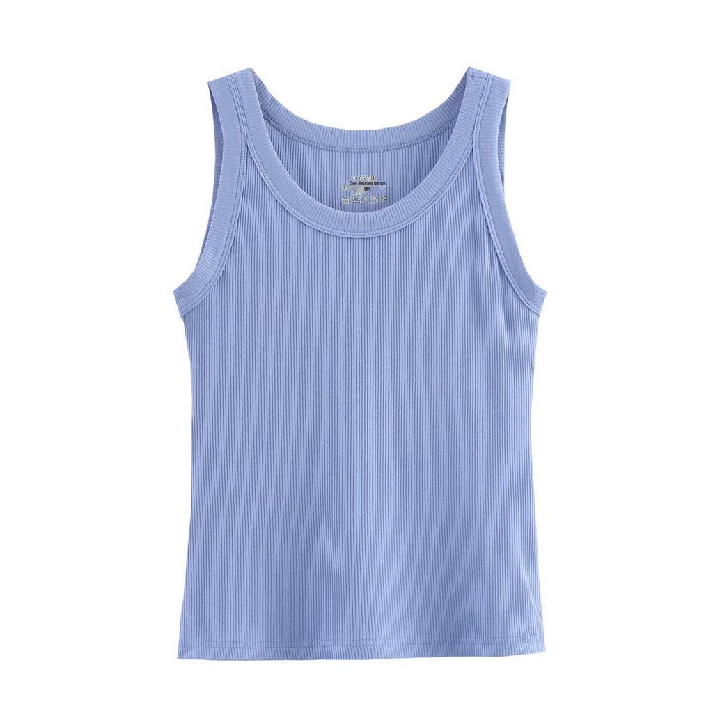 2025 Spring Women's European-American Ribbed Cotton Knitted Vest