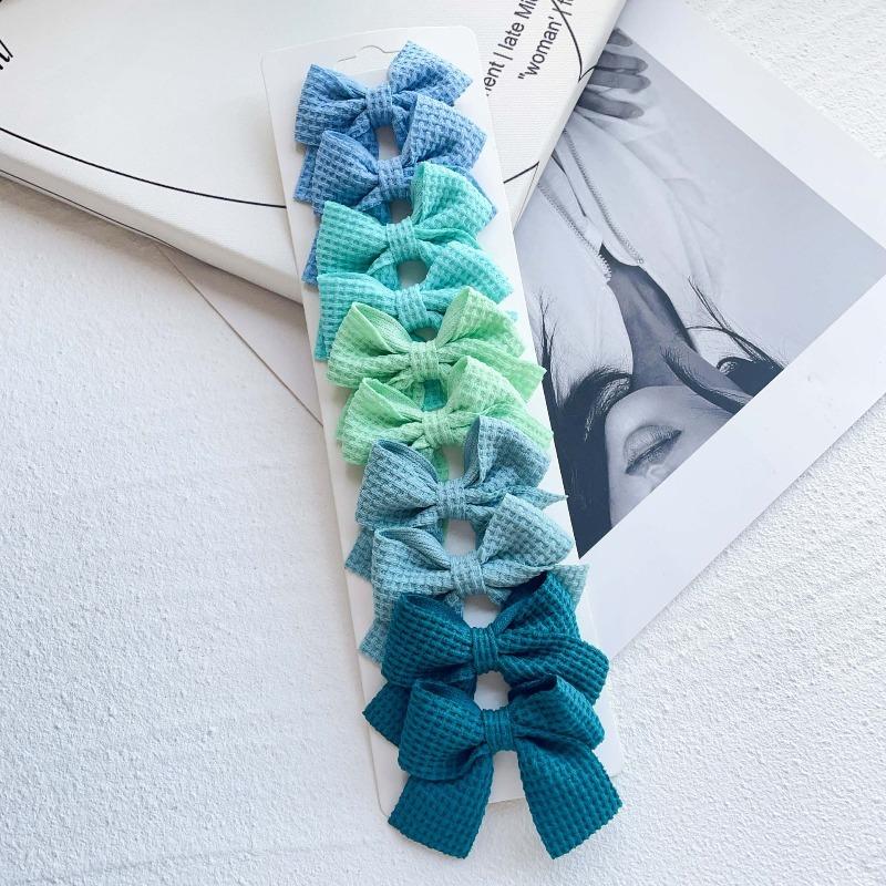 6/10Pcs Sweet Cute Solid Ribbon Bowknot Hair Clips for Baby Girls Handmade Bows Hairpins Barrettes Headwear Kids Hair Accessories