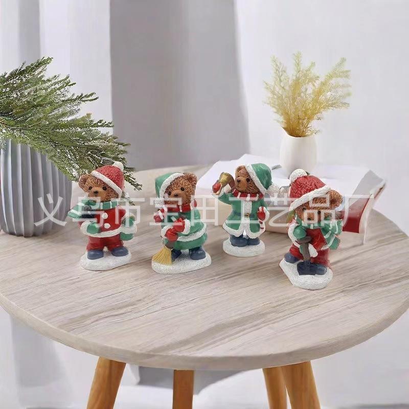 Cartoon Mini Christmas Family Small Animal Resin Ornament Creative Home Christmas Decoration Gift Gift