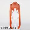 Orange Long Straight Double Ponytail Clip Synthetic Wigs with Bangs Fluffy Anime Game Cosplay Wig for Daily Party