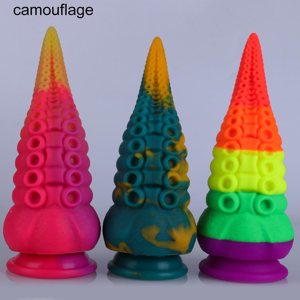 Extra Large Liquid Silicone Anal Tentacle Vibrating Plug for Women