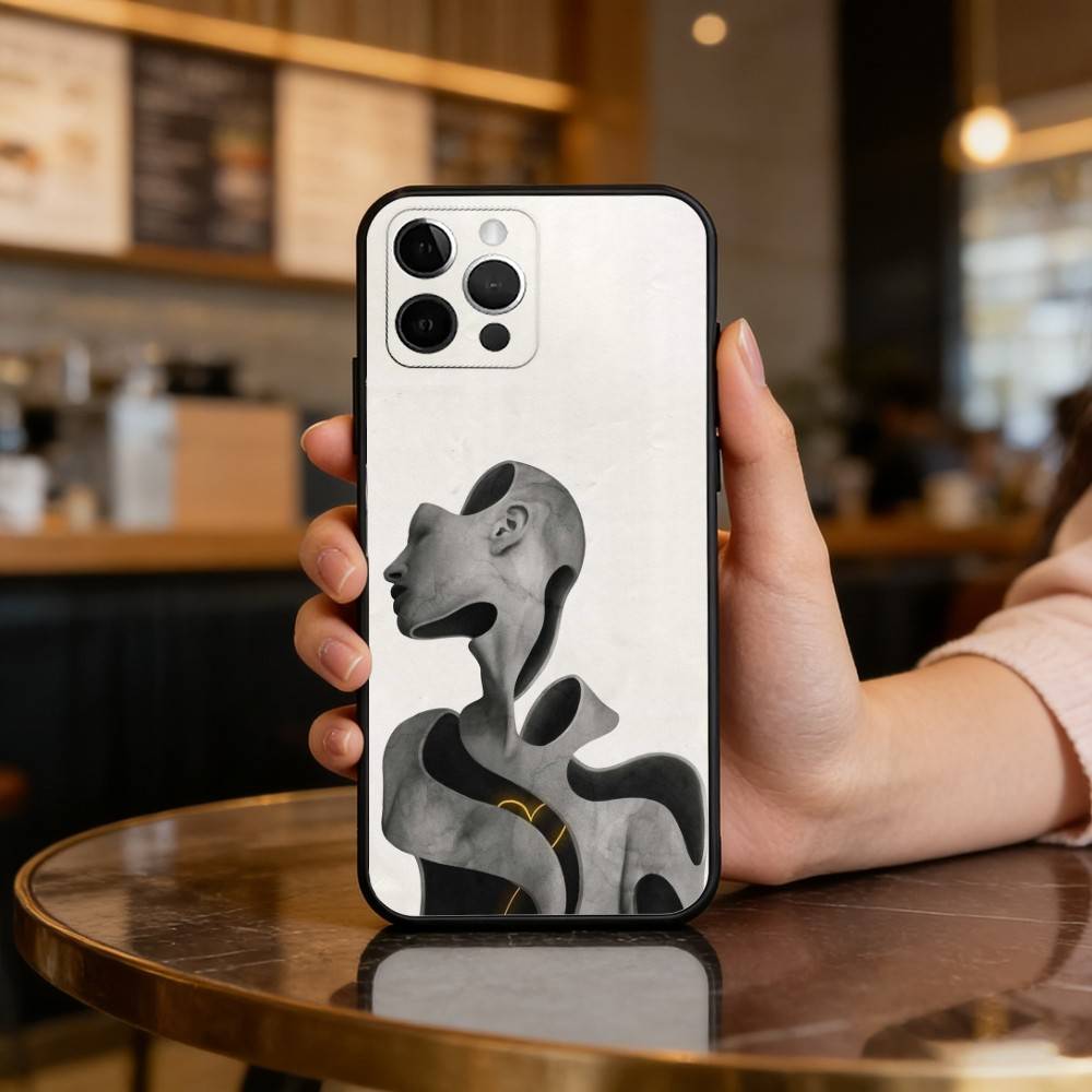 S-Surreal F-Figure A-Art Soft Silicone Black Cover,Phone Case For iPhone 17,16,15,14,13,12,11 Plus,Pro Max,XS