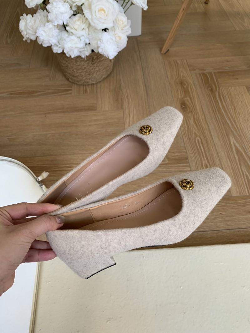 

2025 корейская версия весенняя новая мода толстый каблук женские туфли 39 абрикосовый