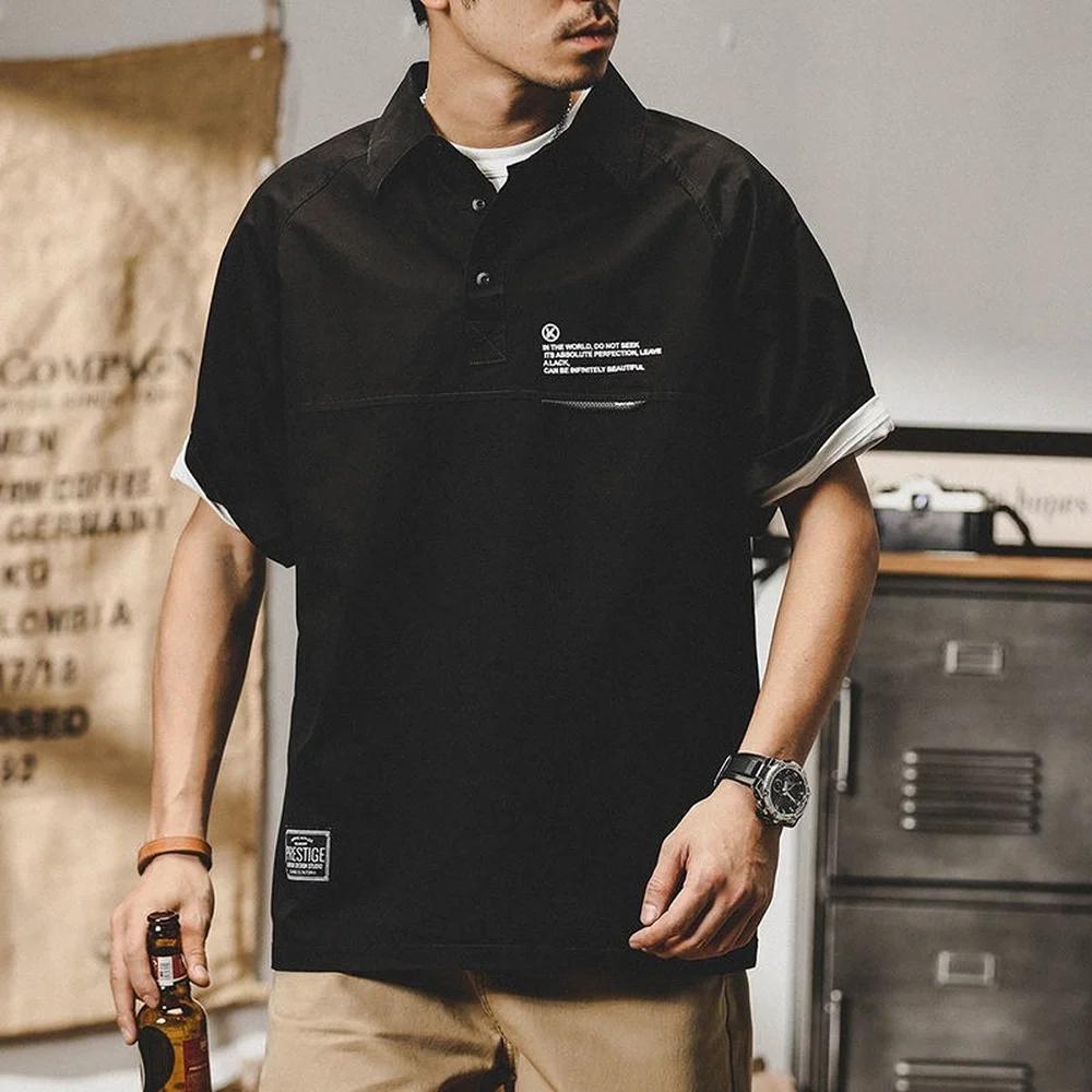 Футболка мужская модная летняя футболка мужская рабочая одежда уличная мода рубашки с коротким рукавом мужская одежда XXXL чёрный 1609₽