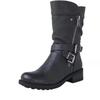 Shoes Women's Leather Boots Retro Belt Buckle Mid Calf Boots Round Toe 2025 New Water Proof Casual  Boots Women Botas De Mujer
