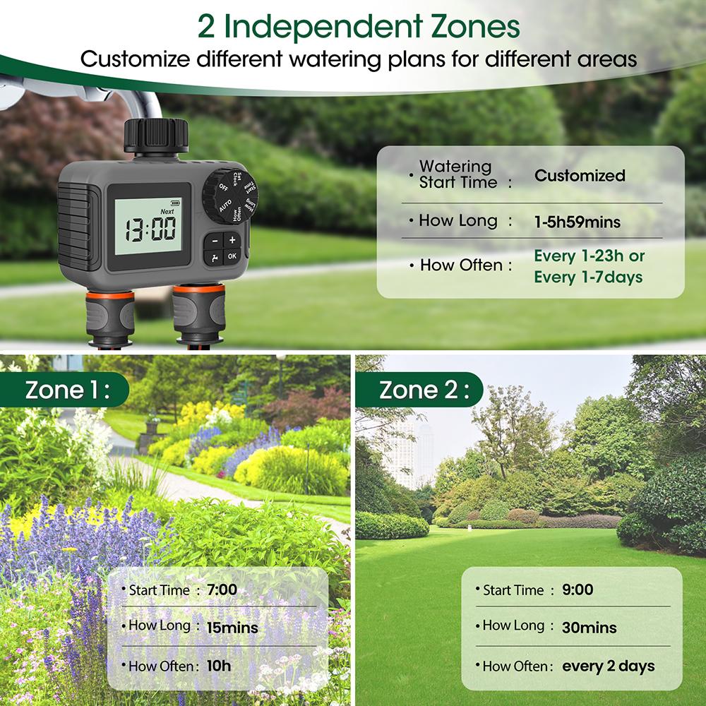 Mini Automatic Watering System Irrigation Timer IPX5 Waterproof Rain Delay Garden Water Controller LCD Display Sprinkler Timer